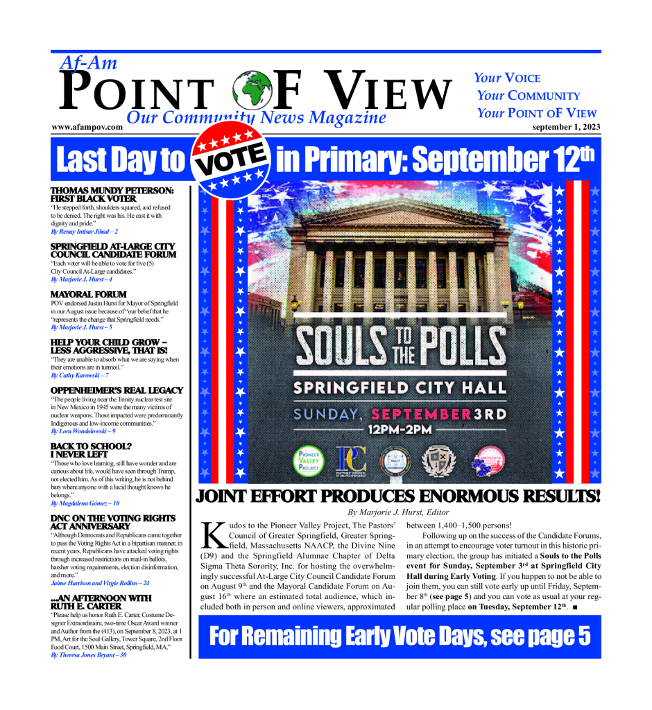 Cover of the September 2023 issue of Af-Am Point of View News Magazine