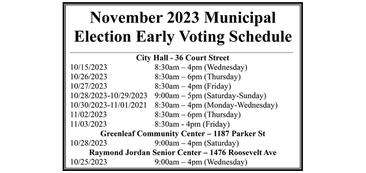November 2023 Municipal Early Voting Schedule