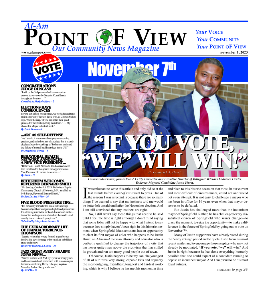 Cover of the November 2023 issue of Af-Am Point of View News Magazine