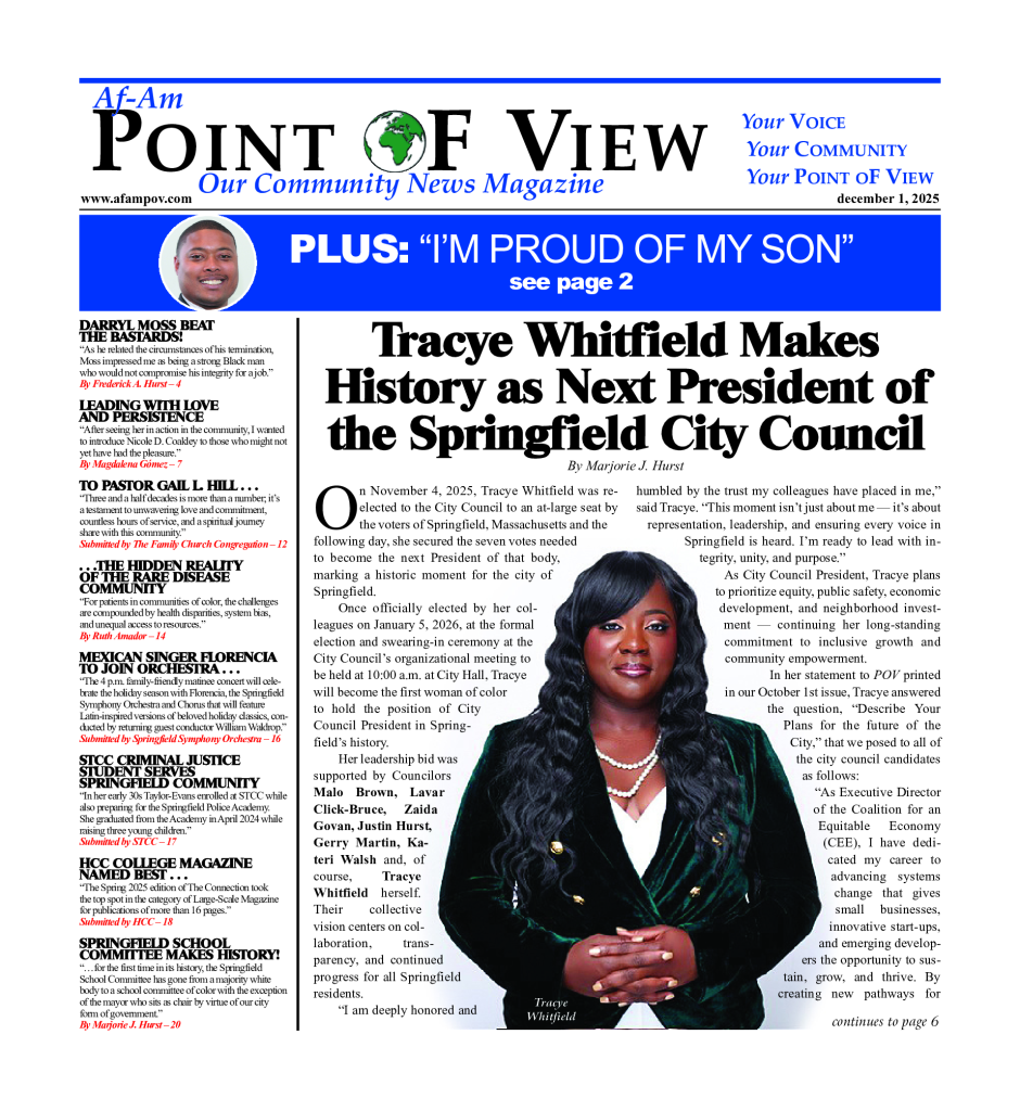 Cover of the December 2025 issue of Af-Am Point of View News Magazine