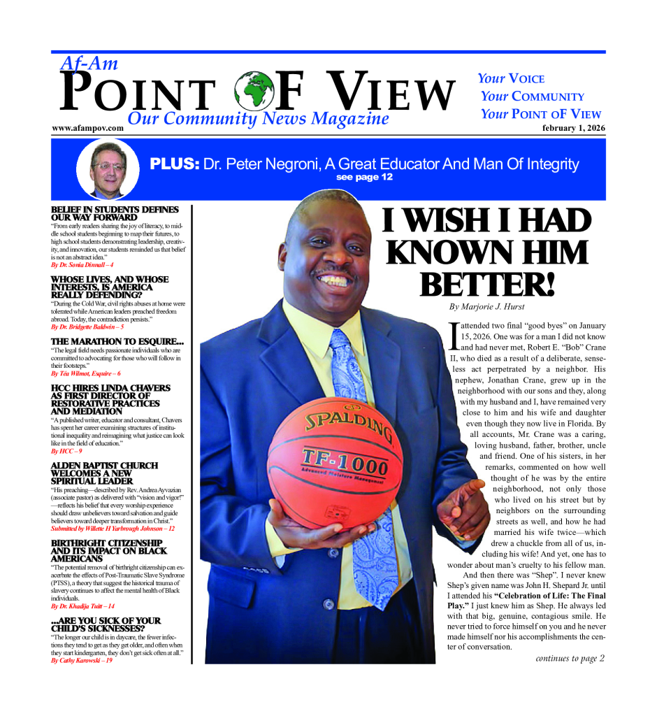 Cover of the February 2026 issue of Af-Am Point of View News Magazine