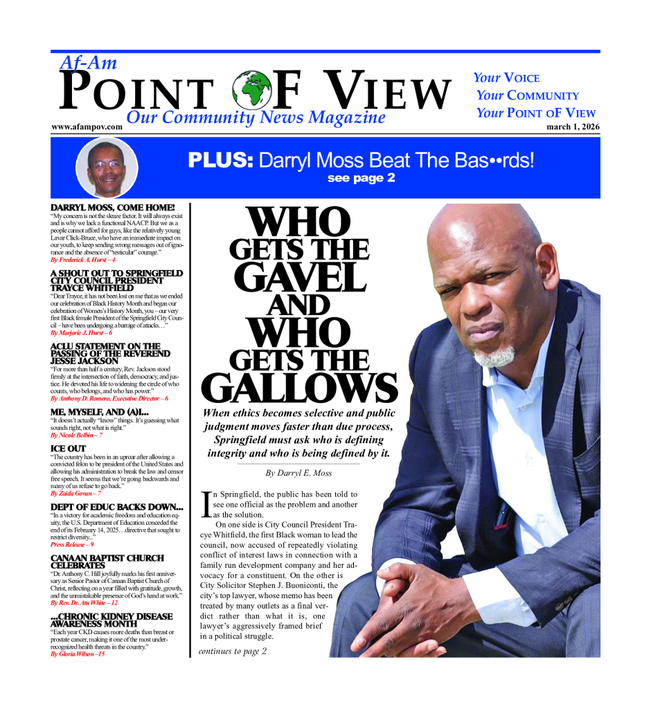 Cover of the March 2026 issue of Af-Am Point of View News Magazine