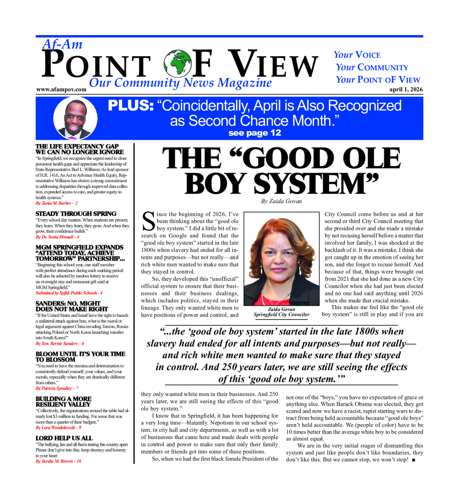 Cover of the April 2026 issue of Af-Am Point of View News Magazine