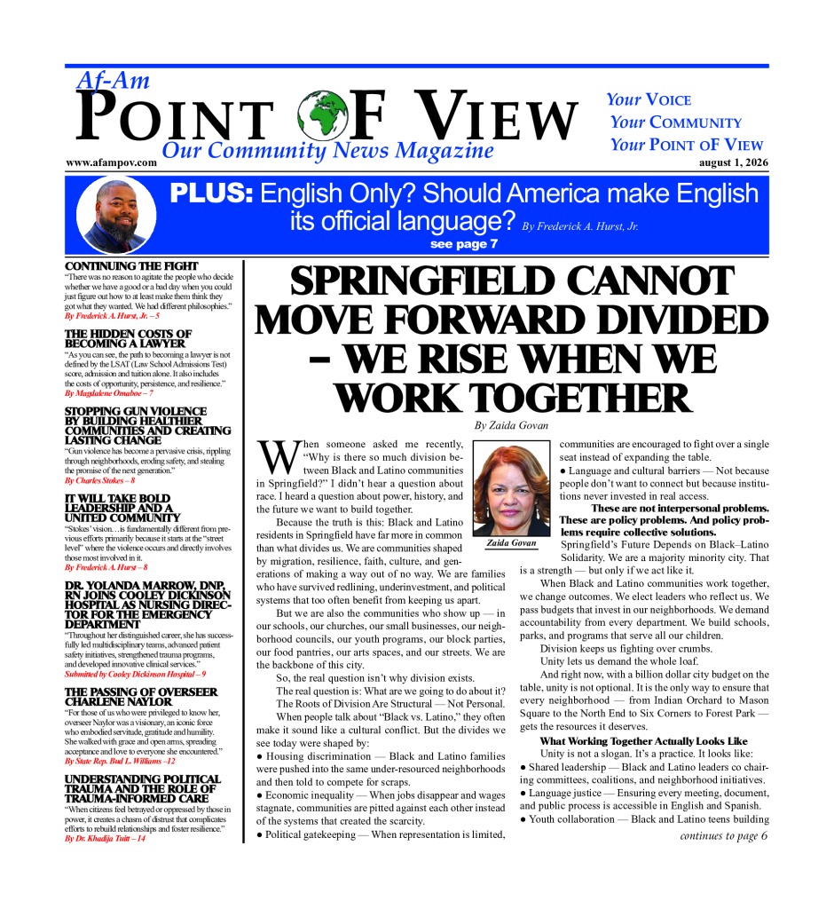 Cover of the August 2026 issue of Af-Am Point of View News Magazine