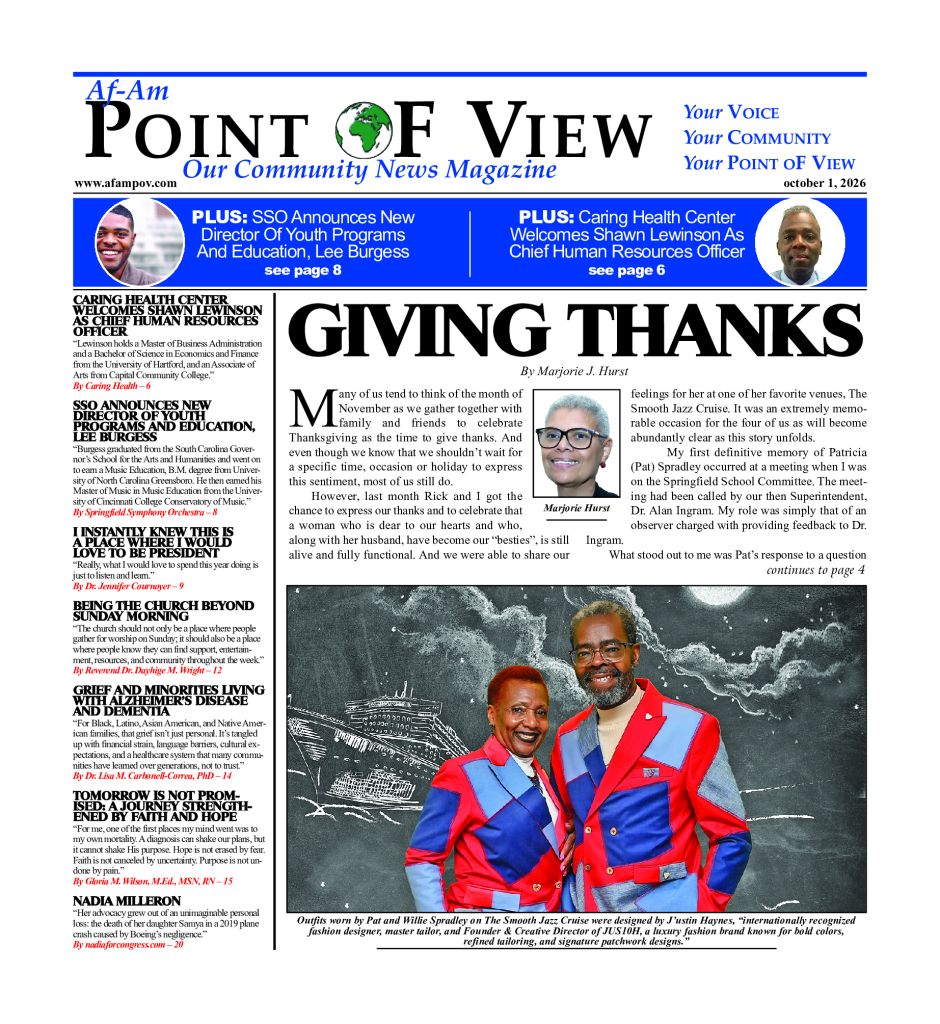 Cover of the October 2026 issue of Af-Am Point of View News Magazine